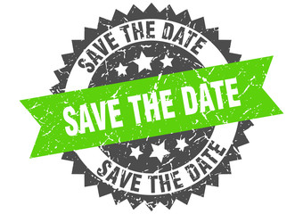 save the date grunge stamp with green band. save the date