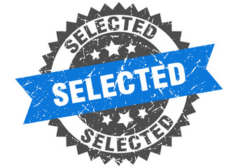 selected grunge stamp with blue band. selected