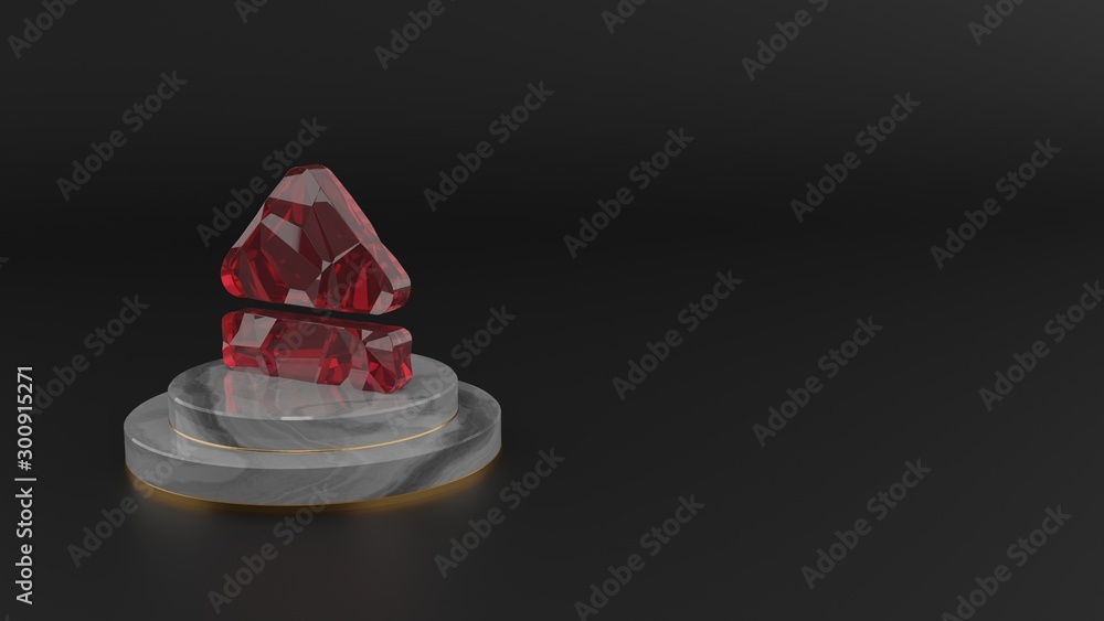 Poster 3d rendering of red gemstone symbol of eject icon