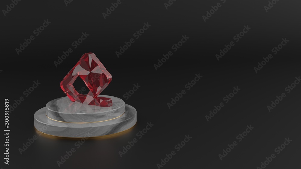 Poster 3d rendering of red gemstone symbol of eraser icon