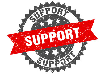 Obraz premium support grunge stamp with red band. support