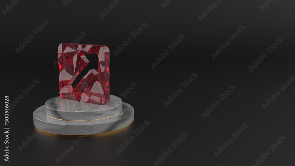 Poster 3d rendering of red gemstone symbol of external link square icon