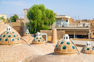 Fototapeta premium Gorgeous domes with convex glasses on scenic roof, Kashan, Iran