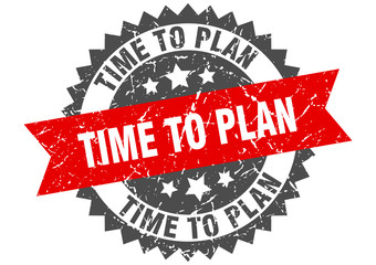 time to plan grunge stamp with red band. time to plan