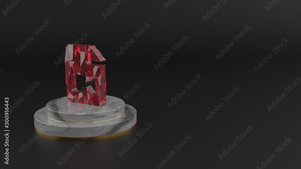 Poster 3d rendering of red gemstone symbol of file video icon
