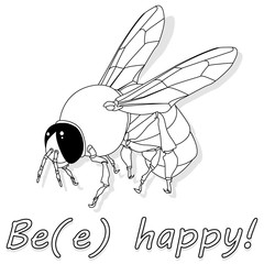 Bee monochrome illustration - vector text quotes and bee drawing. Lettering poster or t-shirt textile graphic design set.