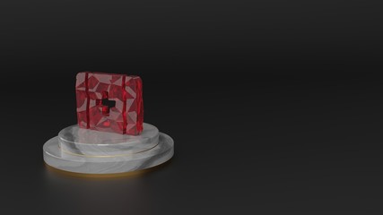 Obraz na płótnie Canvas 3D rendering of red gemstone symbol of first aid icon