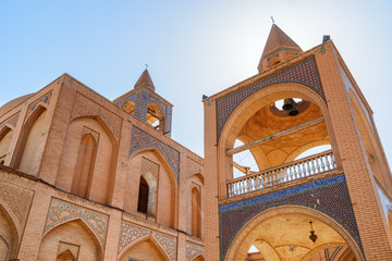 Bottom view of bell tower at the Holy Savior Cathedral