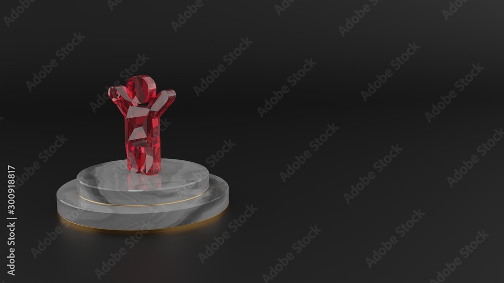 Poster 3d rendering of red gemstone symbol of child icon
