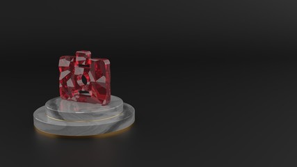 3D rendering of red gemstone symbol of id card  icon