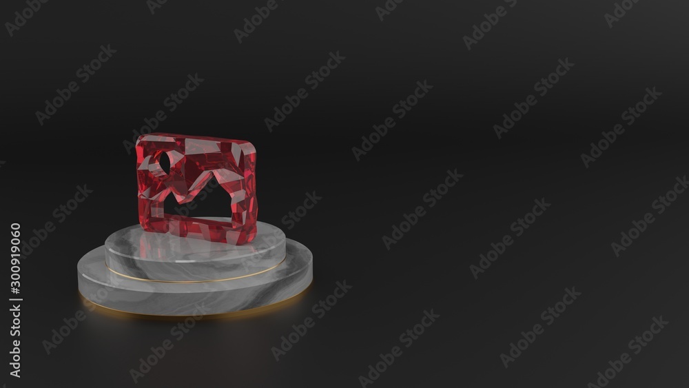 Poster 3d rendering of red gemstone symbol of image icon