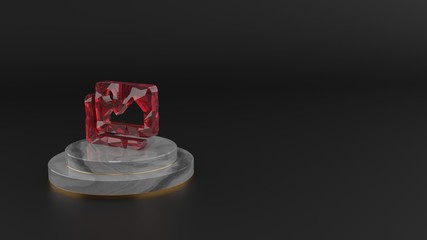 3D rendering of red gemstone symbol of images icon