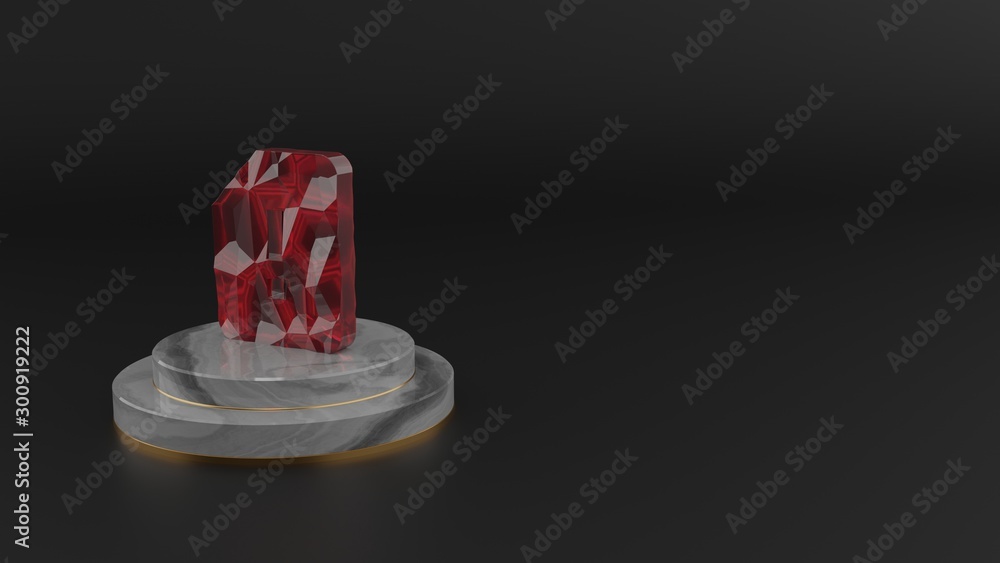 Poster 3d rendering of red gemstone symbol of interface icon