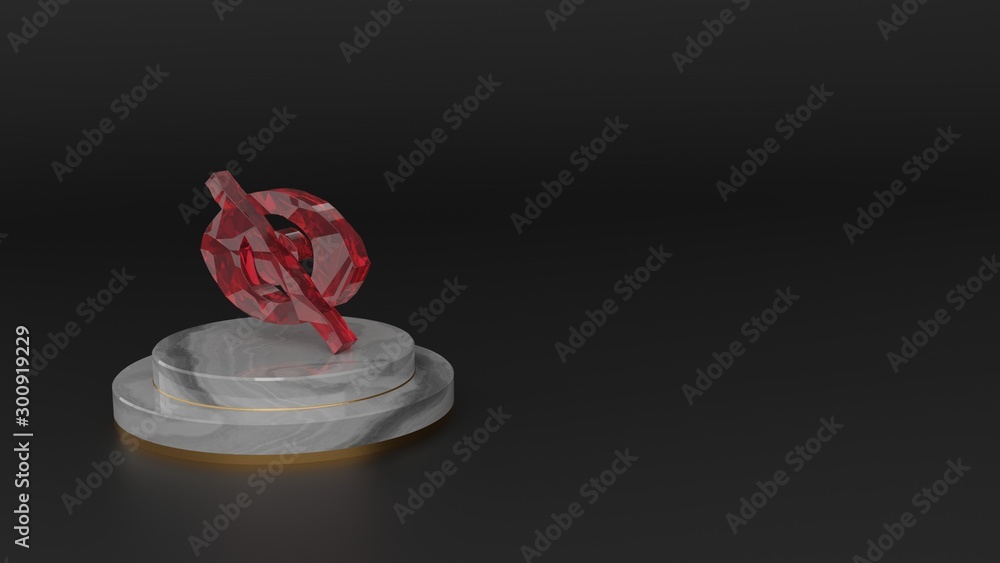 Poster 3d rendering of red gemstone symbol of interface icon
