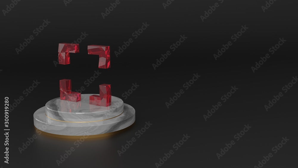 Poster 3d rendering of red gemstone symbol of interface icon