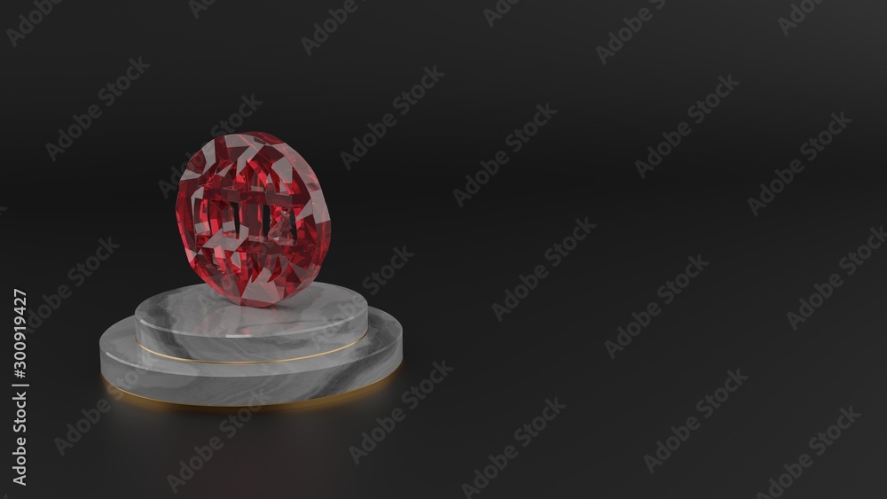 Poster 3d rendering of red gemstone symbol of internet icon