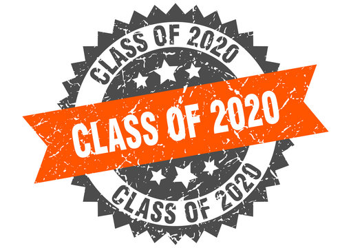 class of 2020 grunge stamp with orange band. class of 2020