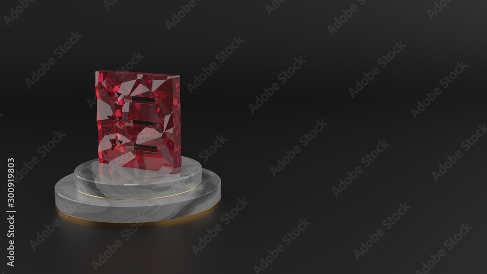 Poster 3d rendering of red gemstone symbol of list icon