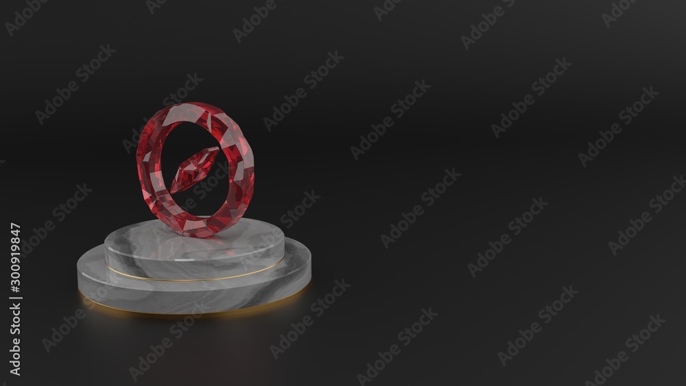 Poster 3d rendering of red gemstone symbol of location icon