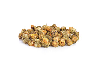 Dried chrysanthemum flowers isolated on white background