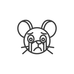 Crying rat emoticon line icon. linear style sign for mobile concept and web design. Crying mouse face emoji outline vector icon. Chinese 2020 year of the rat symbol logo illustration. Vector graphics