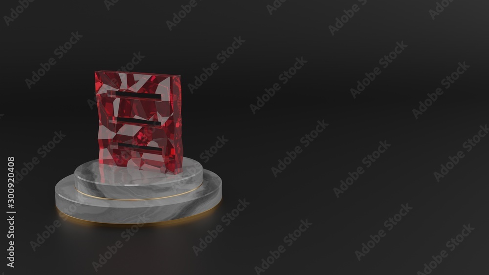 Poster 3d rendering of red gemstone symbol of menu icon