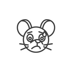 Stressed rat emoticon line icon. linear style sign for mobile concept and web design. Sweat Tear mouse face emoji outline vector icon. Chinese 2020 year of the rat symbol, logo illustration.