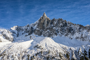 Clear view of Aiguille du Dru near Chamonix, French Alps
