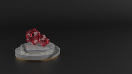 3D rendering of red gemstone symbol of moving icon