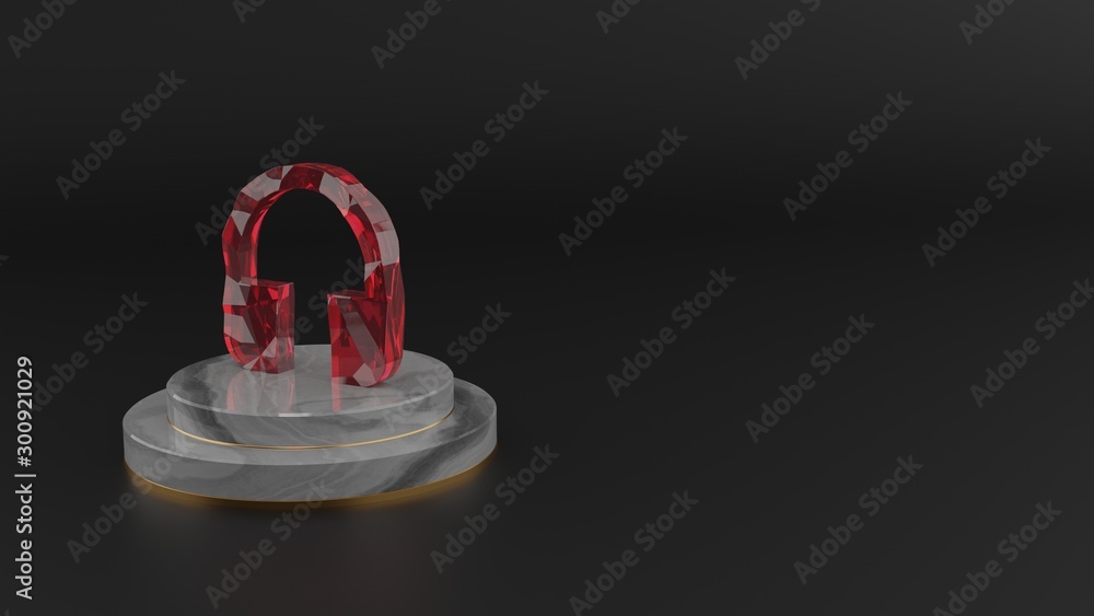 Poster 3d rendering of red gemstone symbol of music01 icon