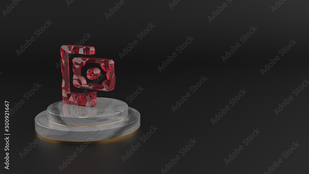 Poster 3d rendering of red gemstone symbol of payment method icon