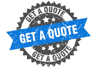 get a quote grunge stamp with blue band. get a quote