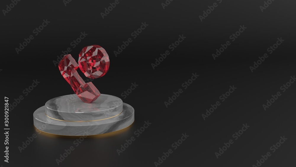 Poster 3d rendering of red gemstone symbol of phone call icon