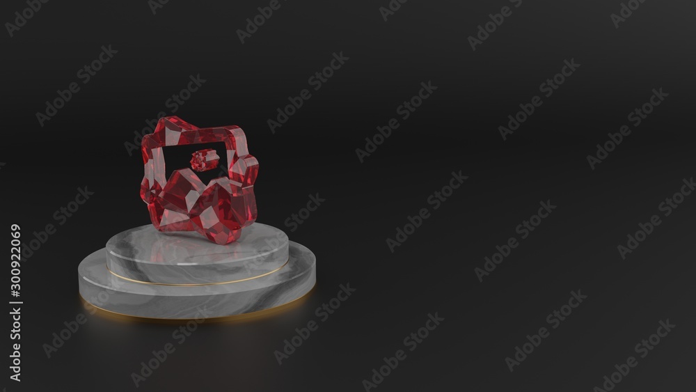 Poster 3d rendering of red gemstone symbol of picture icon