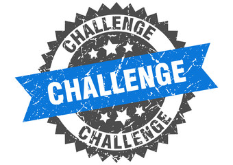 challenge grunge stamp with blue band. challenge
