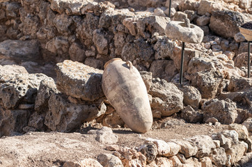 Archaeological excavations of storage facilities of the Ancient Shiloh archaeological site in Samaria region in Benjamin district, Israel