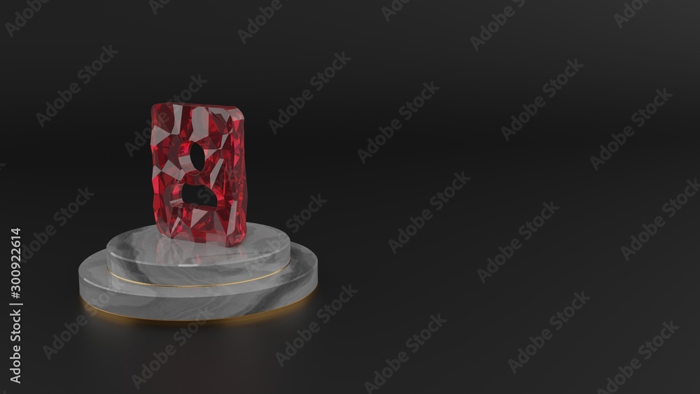 Wall mural 3d rendering of red gemstone symbol of portrait icon