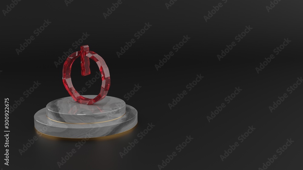 Poster 3d rendering of red gemstone symbol of power icon