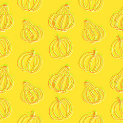 Pumpkins vector pattern. Hand drawn vector pumpkins. Thanksgiving design background