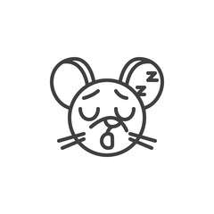 Sleeping rat emoticon line icon. linear style sign for mobile concept and web design. Sleepy mouse face emoji outline vector icon. Chinese 2020 year of the rat symbol, logo illustration.