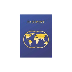 Vector international passport cover template. Blue passport on white background.