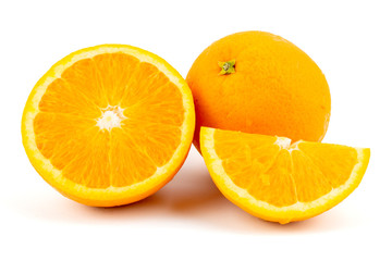 Fresh navel oranges isolated on white background. Save with clipping path.