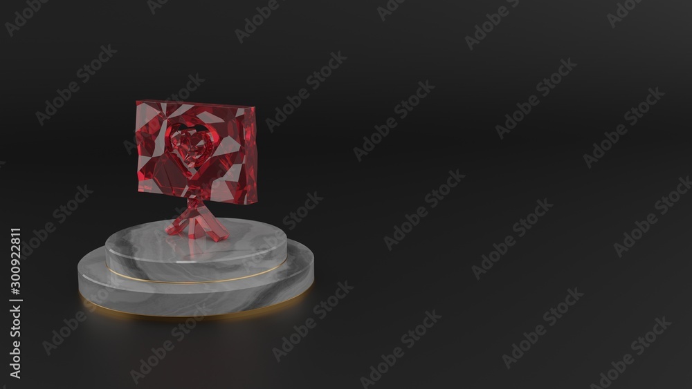 Poster 3d rendering of red gemstone symbol of presentation icon