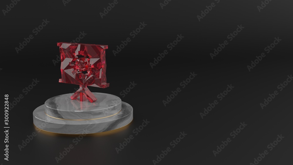 Poster 3d rendering of red gemstone symbol of presentation icon