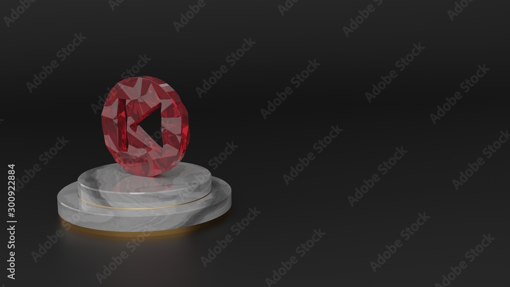 Poster 3d rendering of red gemstone symbol of previous icon