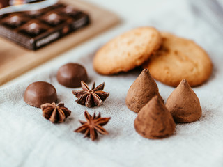 Domestic cookie on linen background
