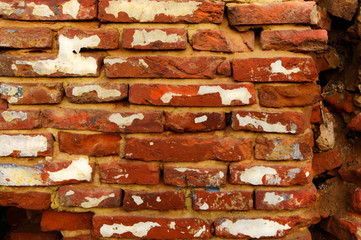 Background of an old brick red wall.