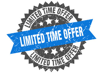 limited time offer grunge stamp with blue band. limited time offer