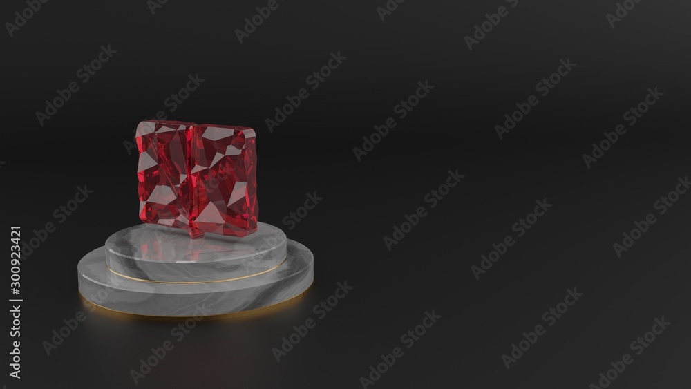Poster 3d rendering of red gemstone symbol of reading icon