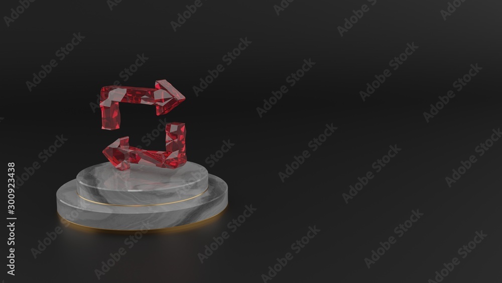 Poster 3d rendering of red gemstone symbol of repeat icon